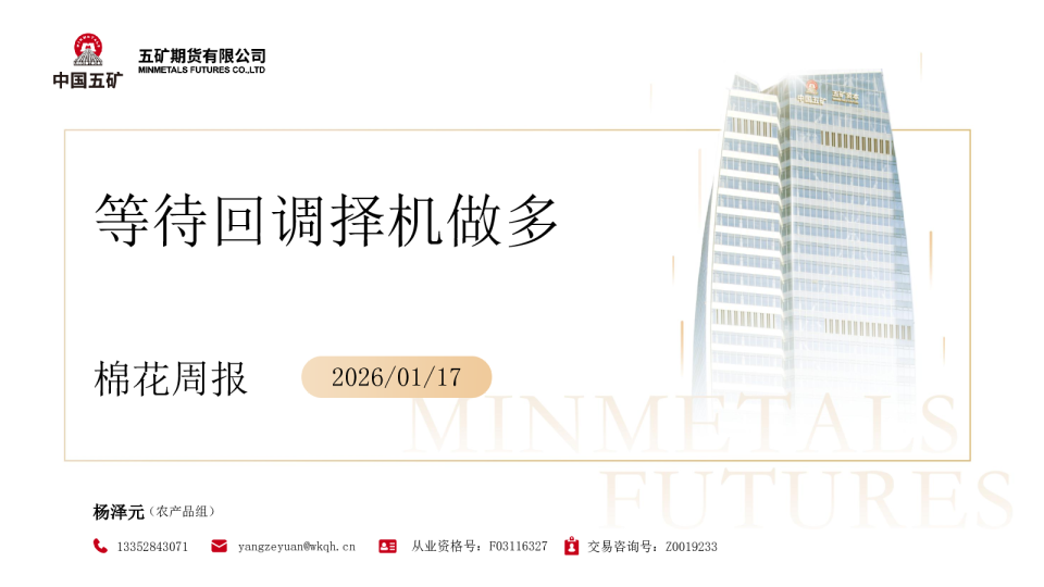 棉花周报：等待回调择机做多