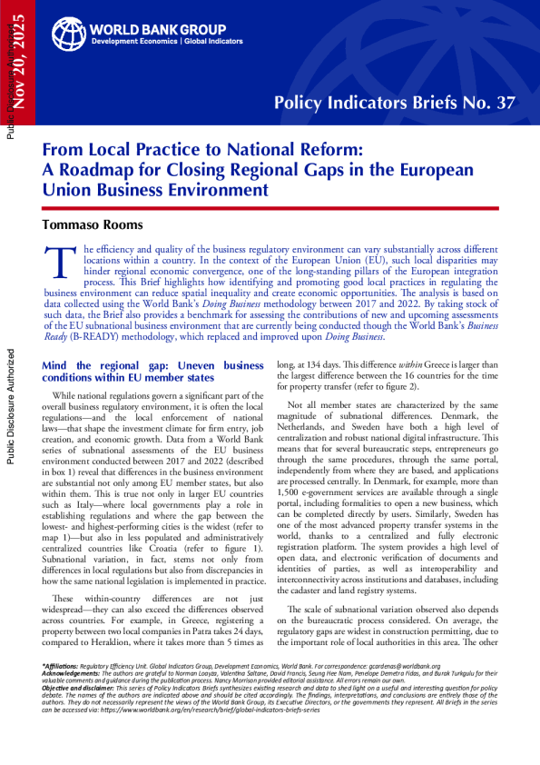从地方实践到国家改革：缩小欧盟商业环境区域差距的路线图（英）2025