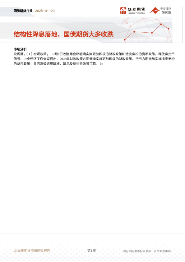 国债期货日报：结构性降息落地，国债期货大多收跌