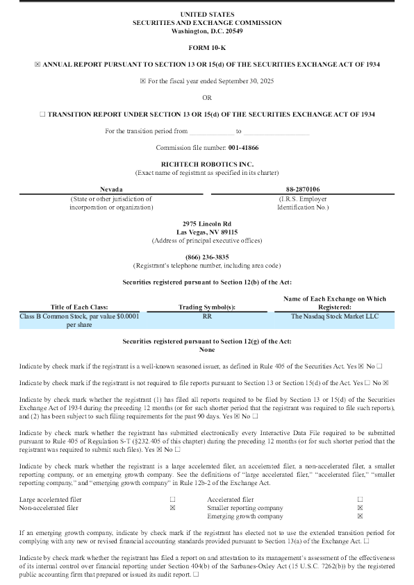 Richtech Robotics Inc-B 2025年度报告