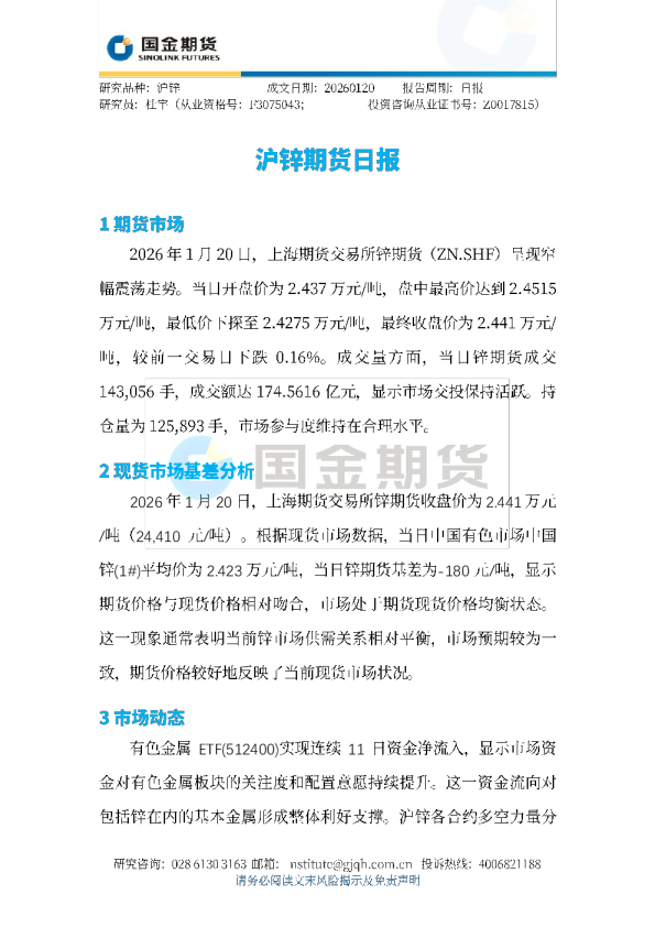 沪锌期货日报