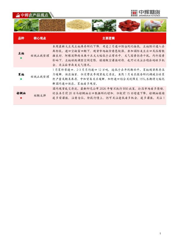 中辉农产品观点