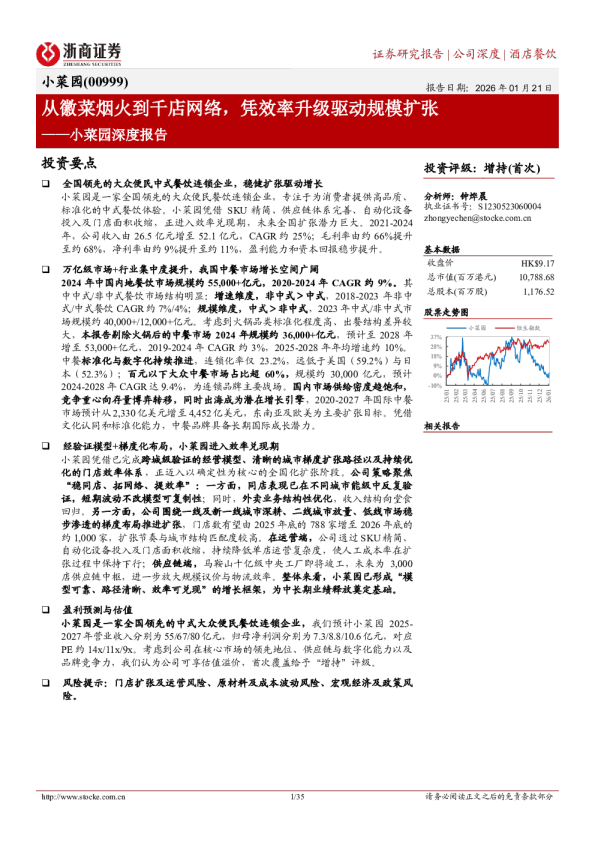 小菜园深度报告：从徽菜烟火到千店网络，凭效率升级驱动规模扩张