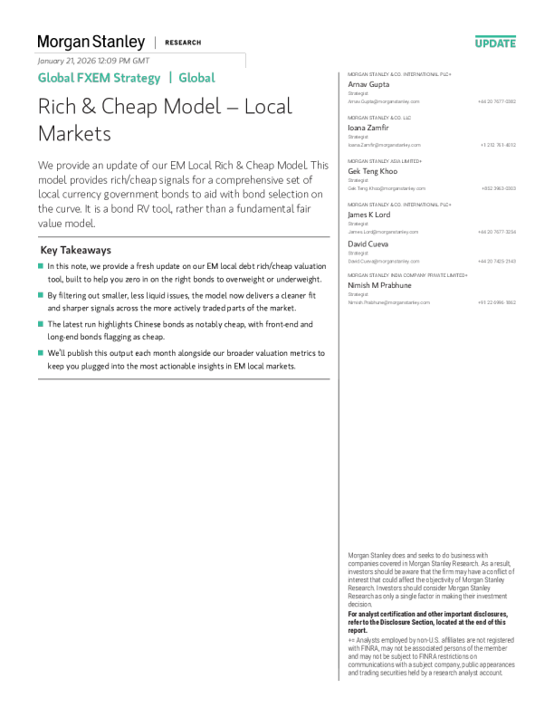 全球外汇新兴市场策略：本地市场估值模型更新