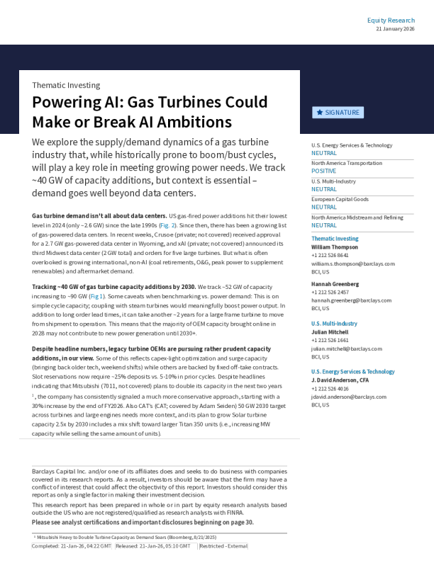 Empowering AI: Gas turbines may decide the rise or fall of AI ambitions