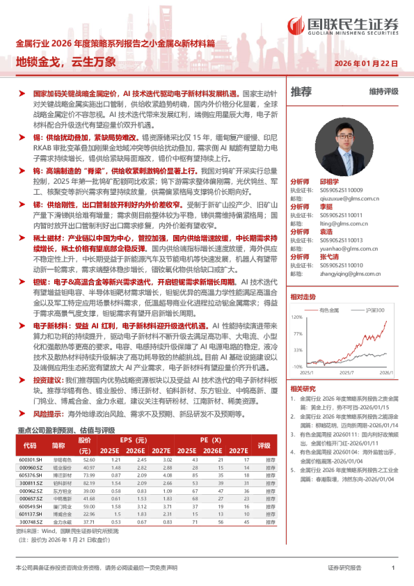 金属行业2026年度策略系列报告之小金属&新材料篇：地锁金戈，云生万象
