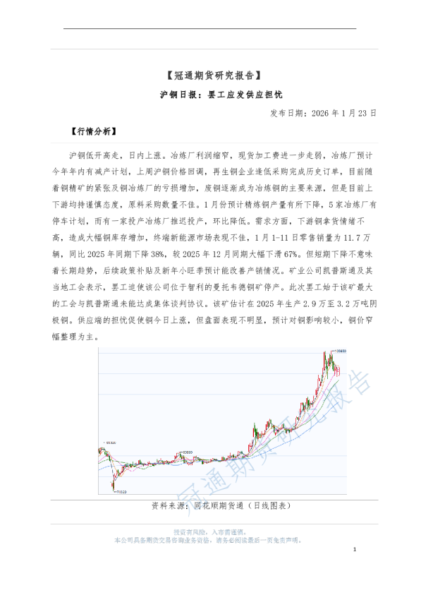 沪铜日报：罢工应发供应担忧