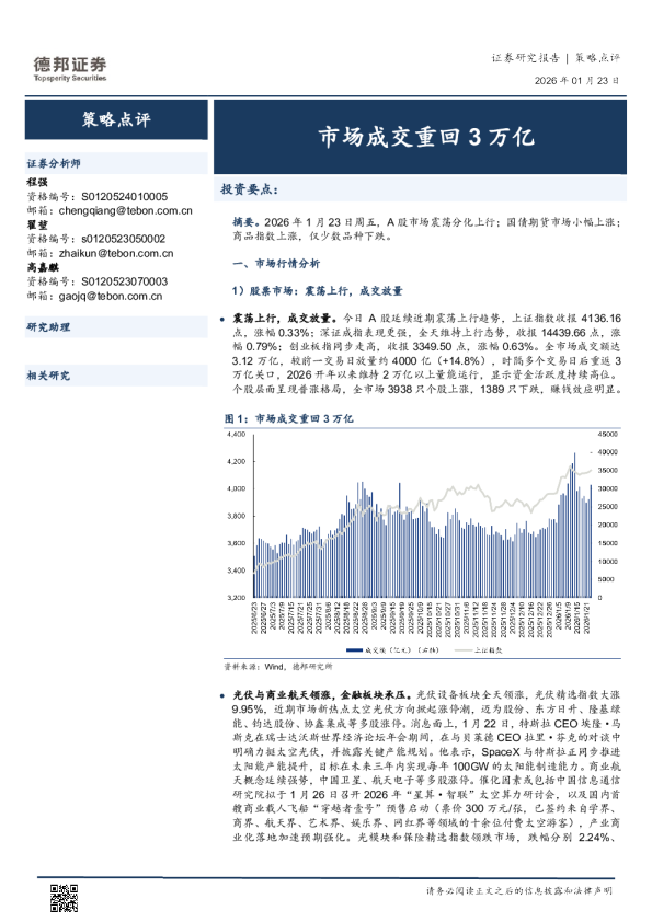 市场成交重回3万亿