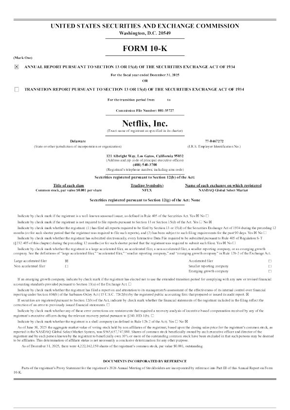 奈飞 2025年度报告