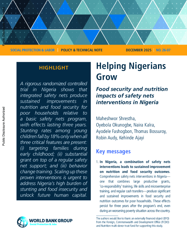 帮助尼日利亚人成长：尼日利亚安全网干预措施对粮食安全和营养的影响（英）2025
