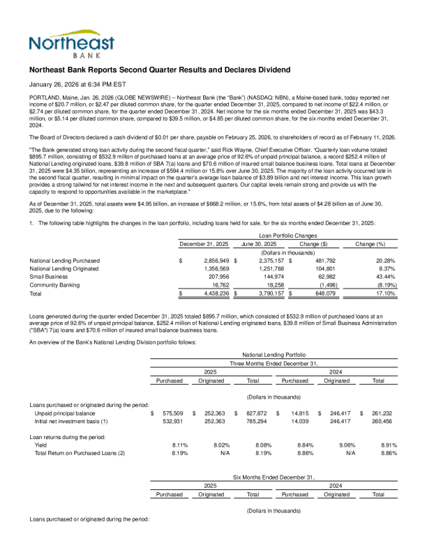 东北银行 2026年三季度报告