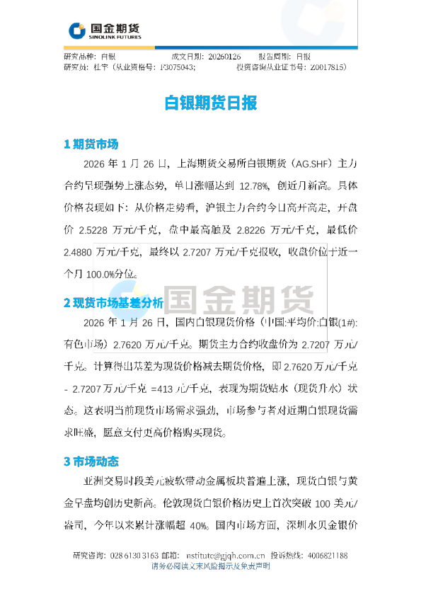 白银期货日报