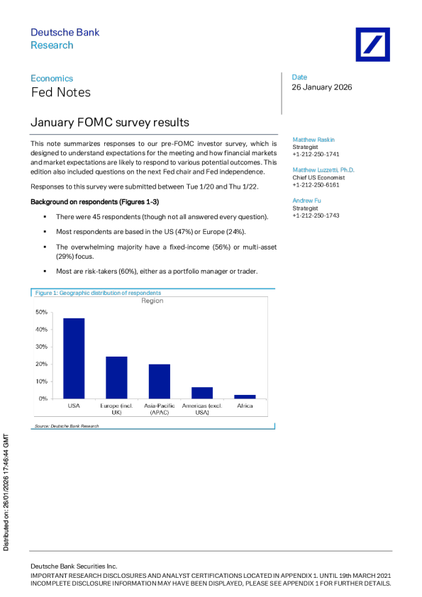 1月美联储公开市场委员会调查结果