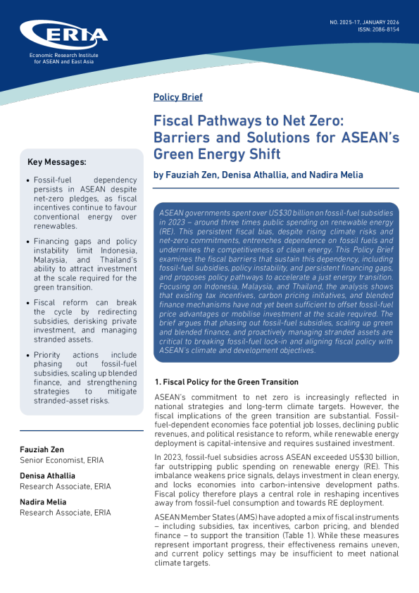 实现净零的财政途径：东盟绿色能源转型的障碍和解决方案