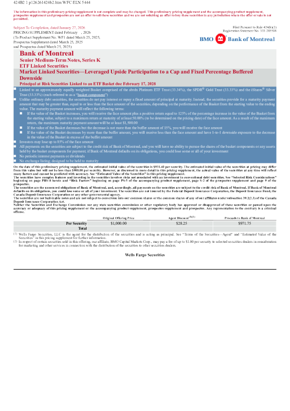 蒙特利尔银行美股招股说明书(2026-01-27版)
