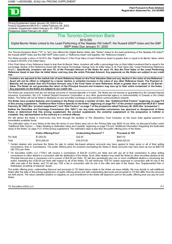 道明银行美股招股说明书(2026-01-27版)