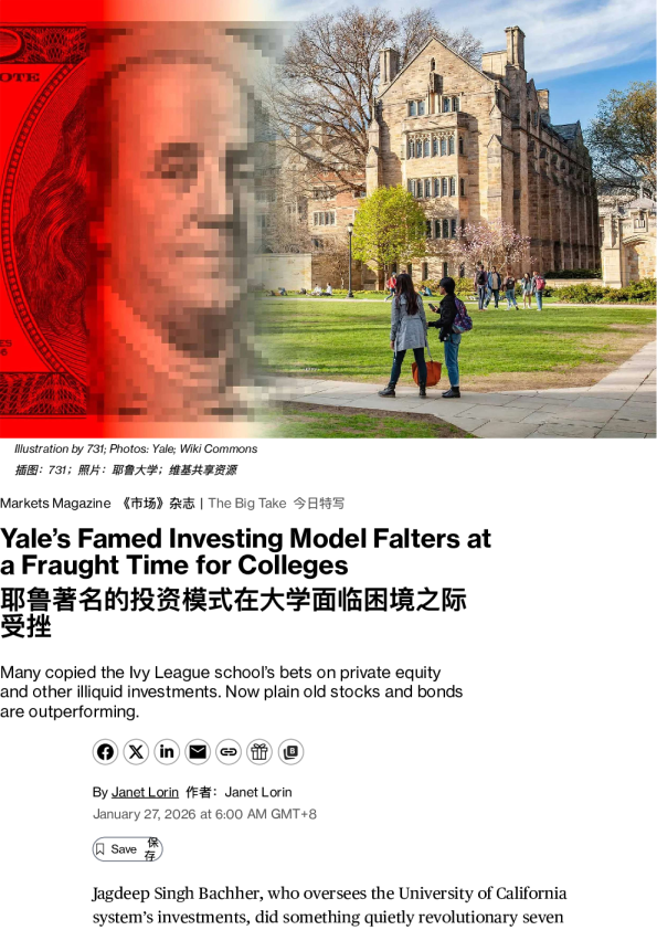 耶鲁著名的投资模式在大学面临困境之际受挫