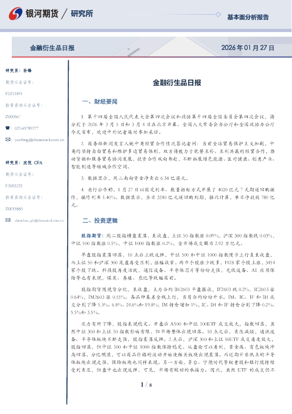 银河期货金融衍生品日报