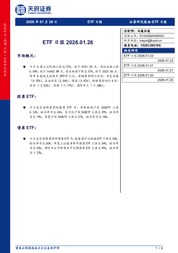 ETF 日报 2026.01.28