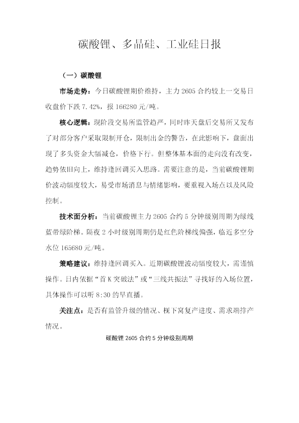 碳酸锂、多晶硅、工业硅日报