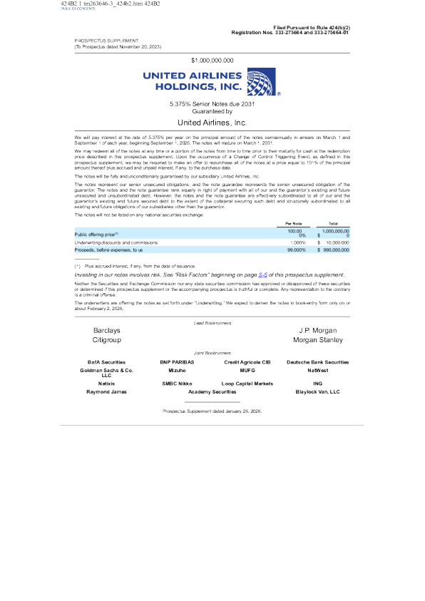 联合航空美股招股说明书(2026-01-28版)