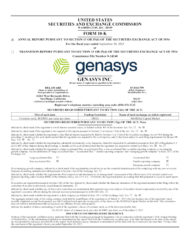 Genasys Inc 2025年度报告