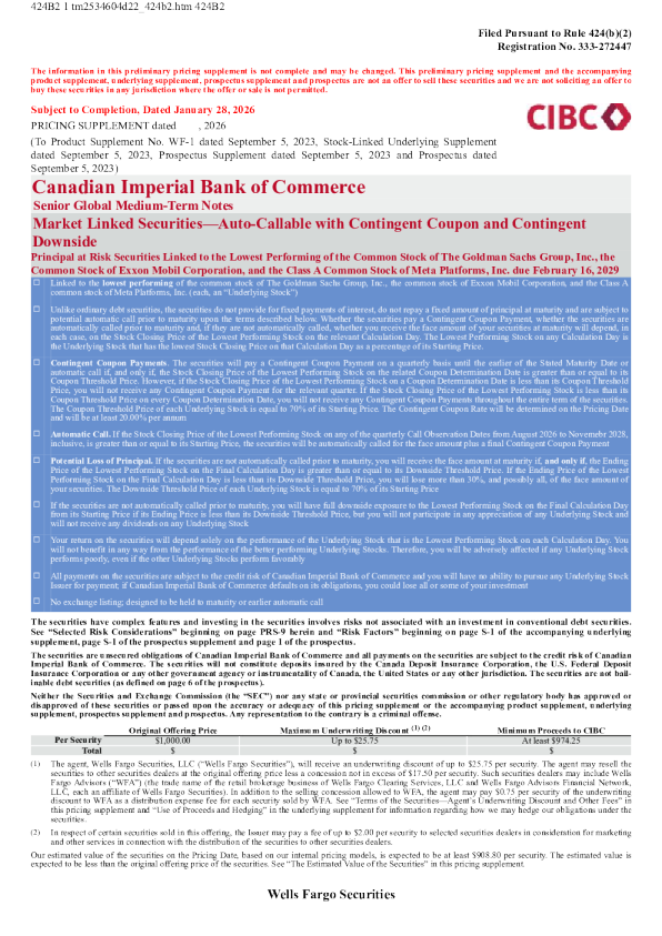 加拿大帝国商业银行美股招股说明书(2026-01-28版)