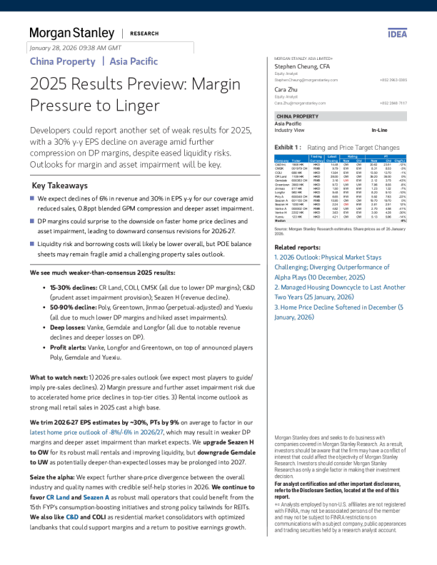 中国房地产行业2025年业绩前瞻：利润率压力持续