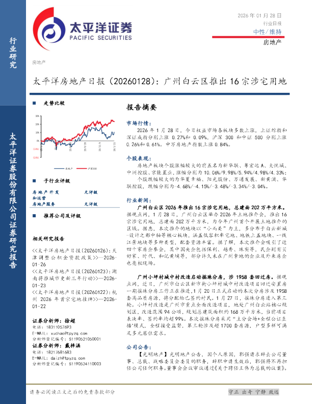 房地产日报：广州白云区推出16宗涉宅用地