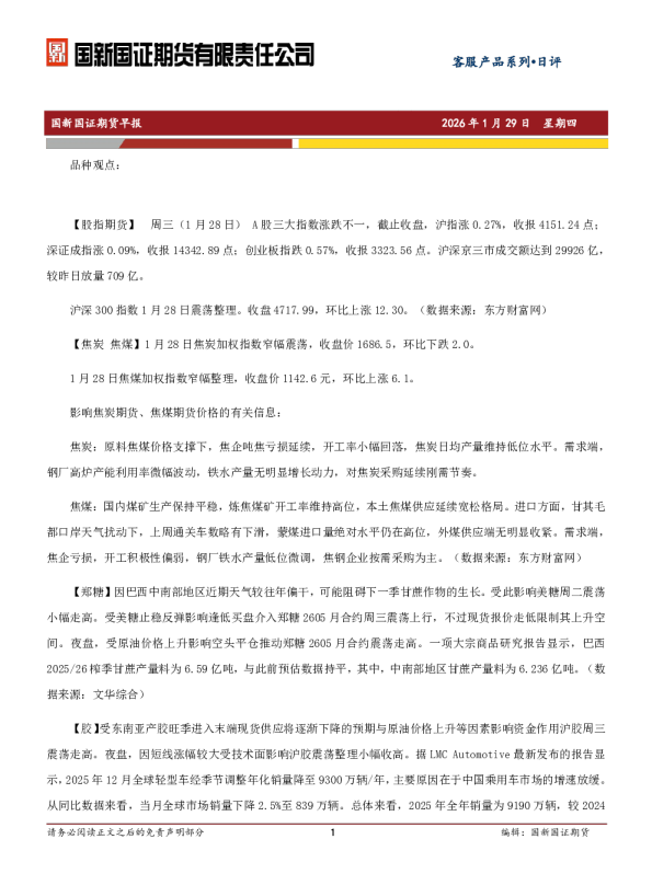 国新国证期货早报
