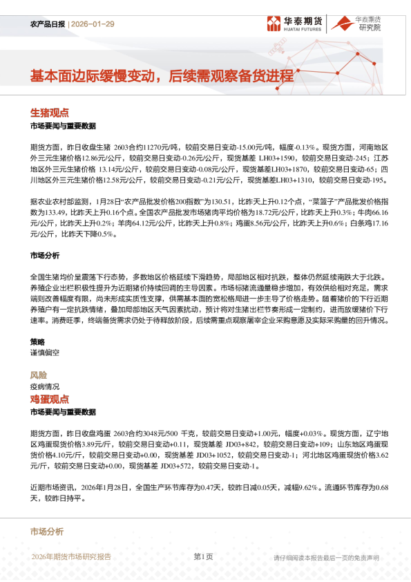 农产品日报：基本面边际缓慢变动，后续需观察备货进程