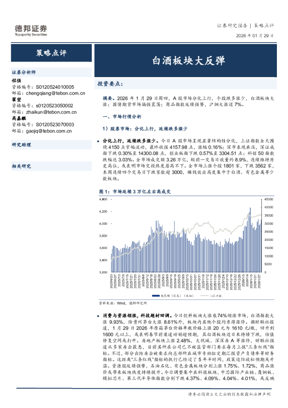 策略点评：白酒板块大反弹
