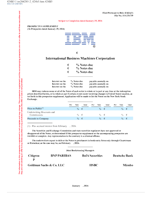 IBM国际商业机器美股招股说明书(2026-01-29版)