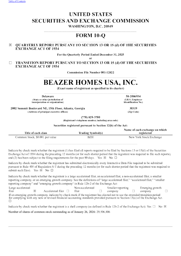 贝哲房屋 2026年季度报告