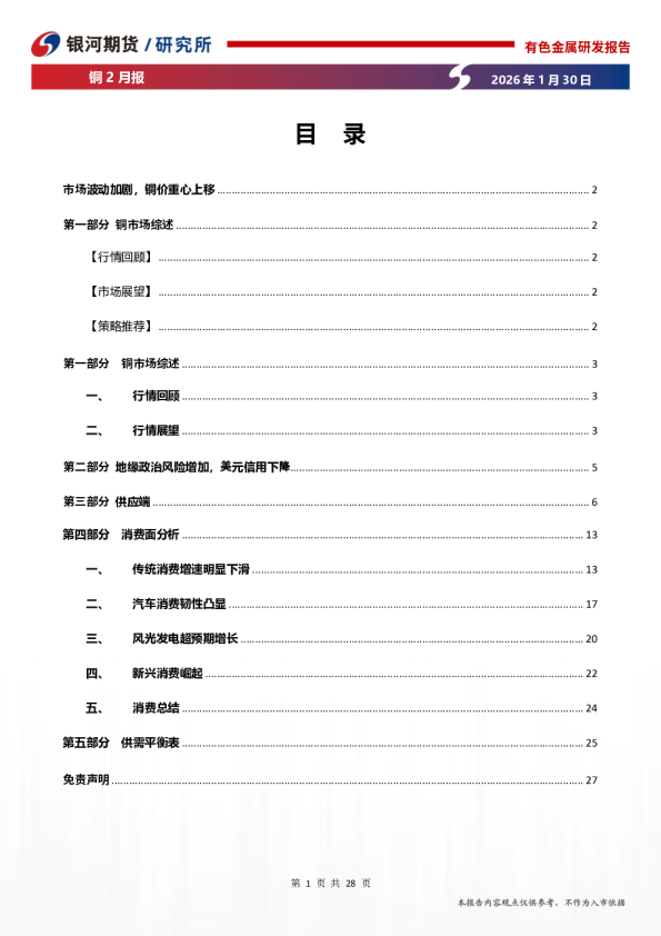 铜2月报：市场波动加剧，铜价重心上移