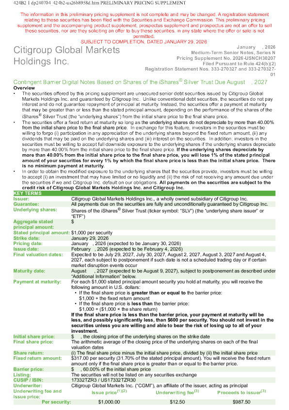 花旗集团美股招股说明书(2026-01-30版)