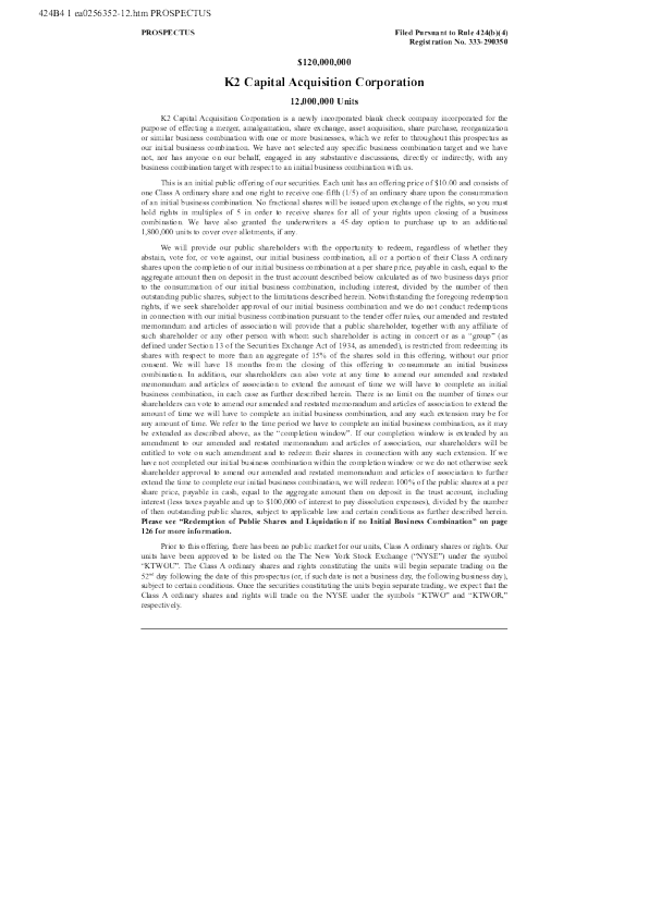K2 Capital Acquisition Corp-A美股招股说明书(2026-01-30版)