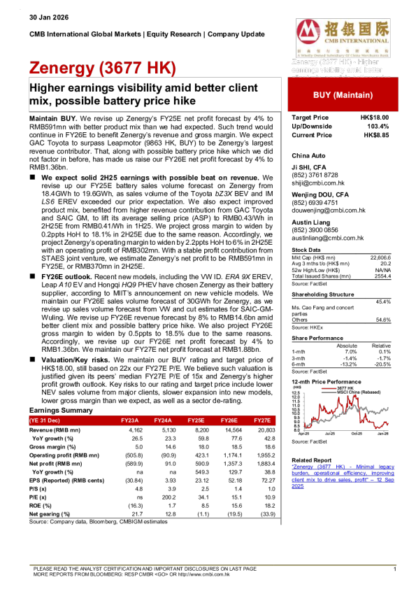 Higher earnings visibility amid better clientmix, possible battery price hike