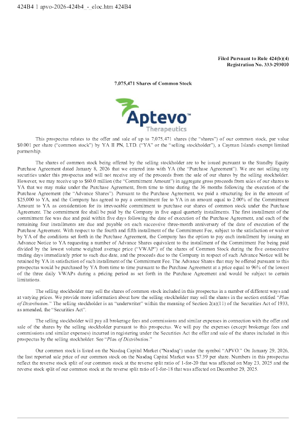 Aptevo Therapeutics Inc美股招股说明书(2026-01-30版)