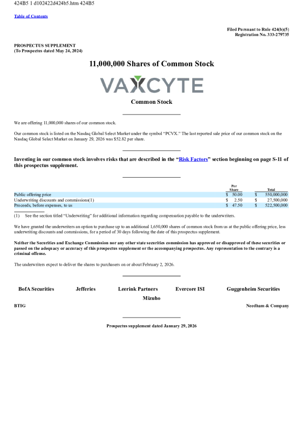 Vaxcyte Inc美股招股说明书(2026-01-30版)