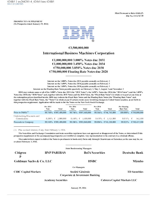 IBM国际商业机器美股招股说明书(2026-01-30版)
