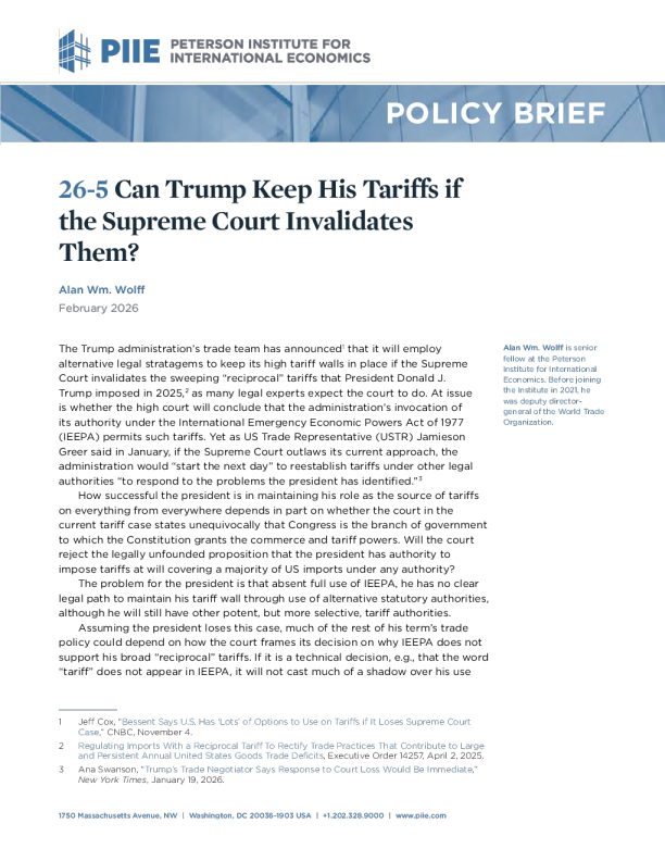 如果最高法院宣布关税无效，特朗普能否保留关税？（英）