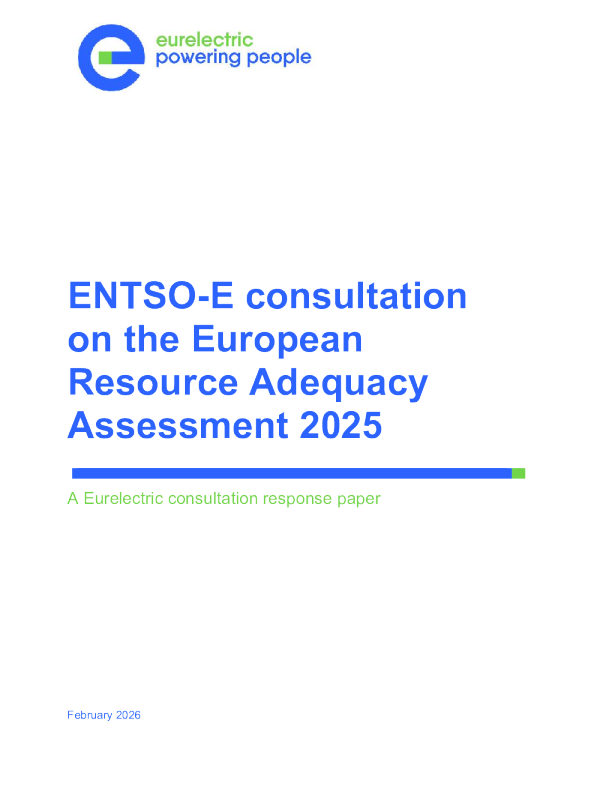 Eurelectric responds to ENTSO-E's 2025 European Resource Adequacy Assessment consultation