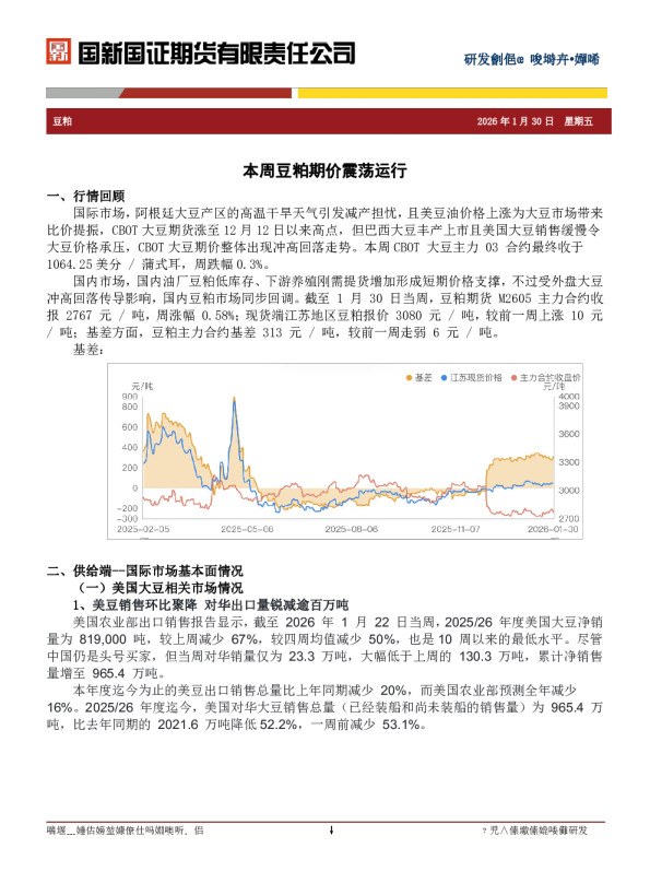 本周豆粕期价震荡运行