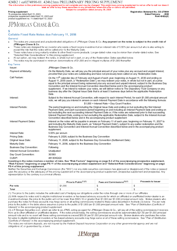 摩根大通美股招股说明书(2026-02-02版)