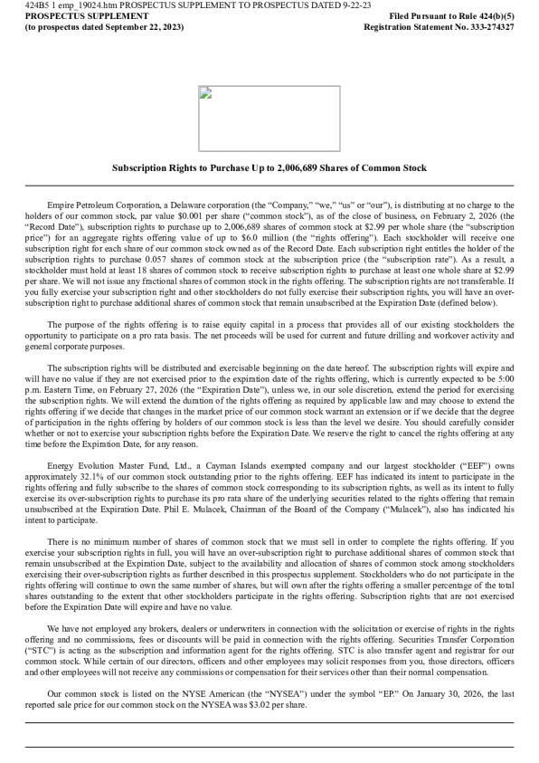 帝国石油公司美股招股说明书（2026年02月02日版本）