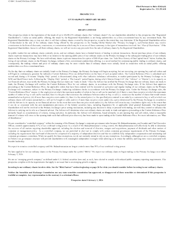 Braiin Ltd美股招股说明书(2026-02-02版)