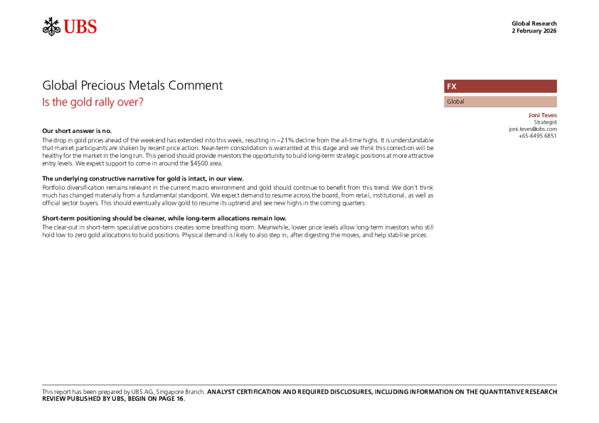 全球贵金属评论：黄金上涨行情结束了吗？