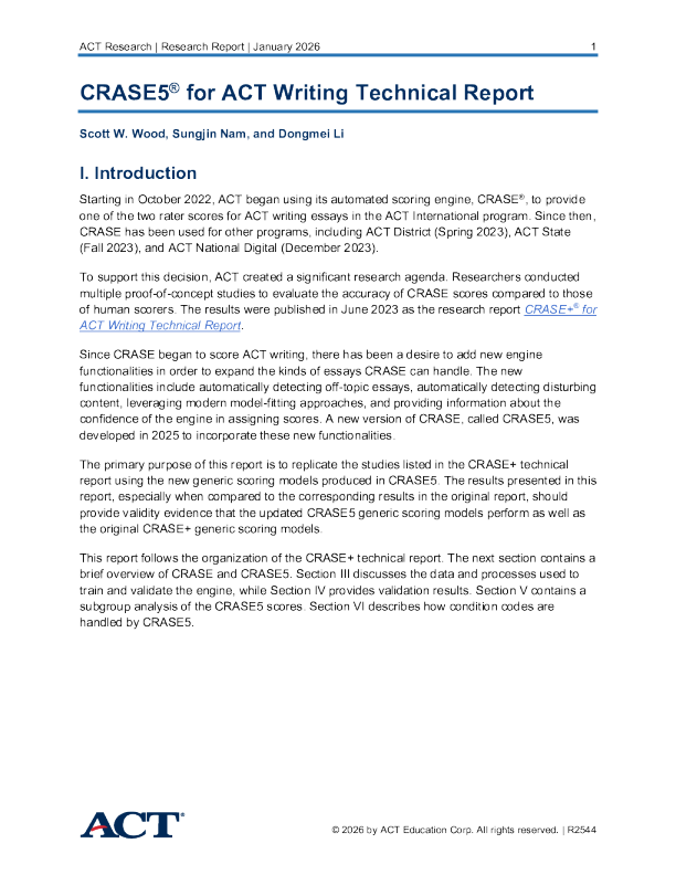 CRASE5用于ACT写作技术报告