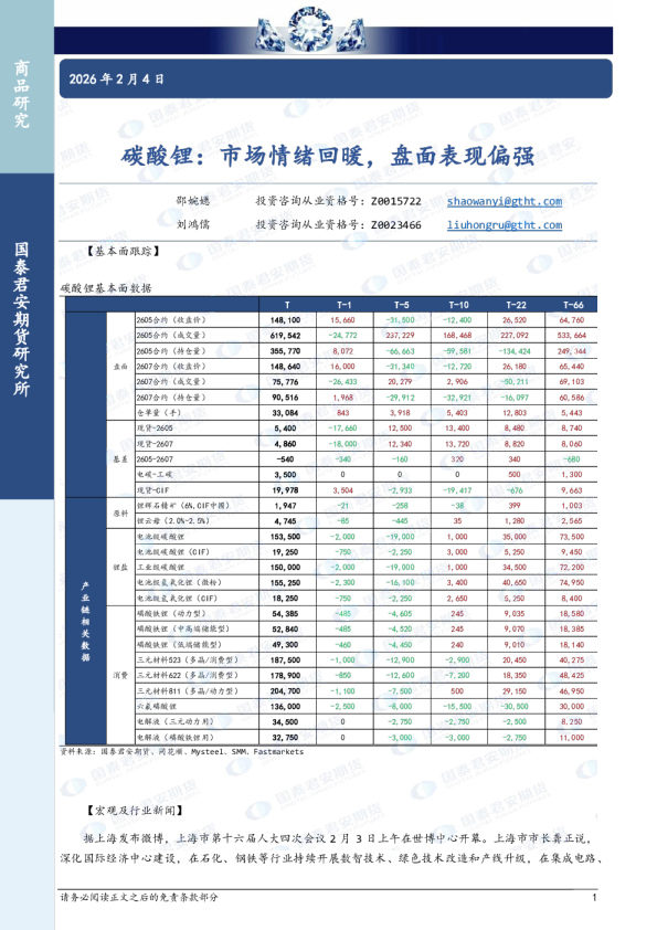 碳酸锂：市场情绪回暖，盘面表现偏强